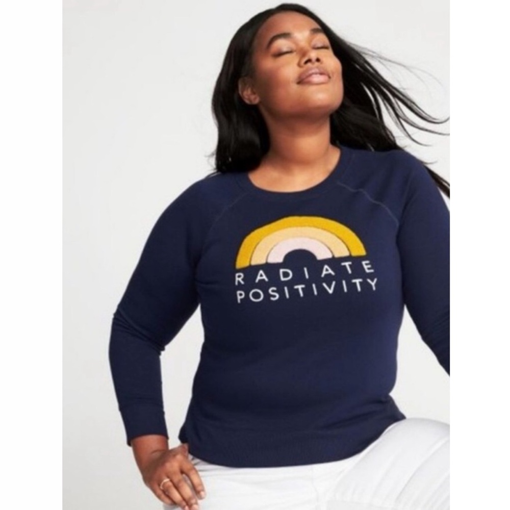 Old Navy Radiate Positivity Rainbow Pullover Sweatshirt
